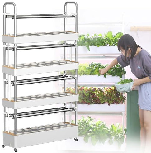 Système de culture de tour hydroponique intelligent, kit d'arrosage automatique d'intérieur 48/64/90/120 trous avec lumière de culture LED, kit de culture aéroponique de légumes, for herbes(64hole)