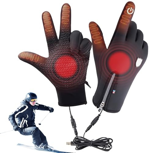 RUICUBEI Beheizte Handschuhe, USB, beheizte Handschuhe, Winter, Touchscreen-Handschuhe, warme Hände, Arbeitshandschuhe, waschbar, Uisexe
