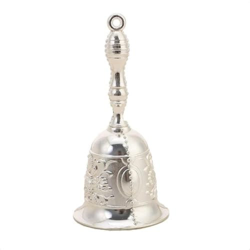 1 Stück Metallton, Handglocke im europäischen Stil, Dekoration, Wecker, Handarbeit, Weihnachtsglocke, Windglocke, Weihnachtshandwerk, einfarbig, Silber