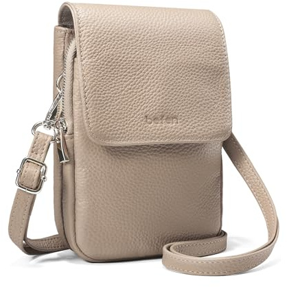befen Genuine Leather Crossbody Bags for Women Phone Bag with RFID Blocking | Real Leather Handbags for Women Small Cross Body Bag for Women Multi-Functional Mobile Phone Bag with Adjustable Strap