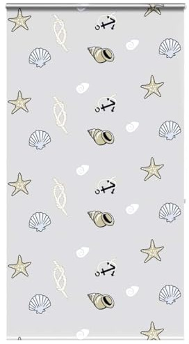 Homgoday Duschrollo mit Kassette Duschvorhang Badrollo für Badewanne und Dusche sowie kleine Bäder, Größe 130x240 cm, Stoffbreite 126 cm, Muster Seestern