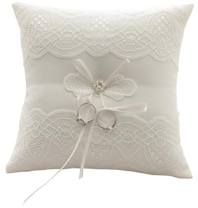 Sehuby Cuscini da matrimonio, lacci bianchi, fedi nuziali, anelli da sposa, cuscinetti, cuscini, matrimoni, cerimonie, decorazioni