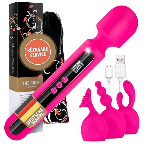 THE ROCK XXL Akku - Vibration für Frauen, Magic Wand [EXTRA STARK] | Massagegerät I Sex Spielzeug für die Frau +Tasche I Silikon - Dildo I Vibratorensets für Frauen I Sex Spielzeug für die Paare