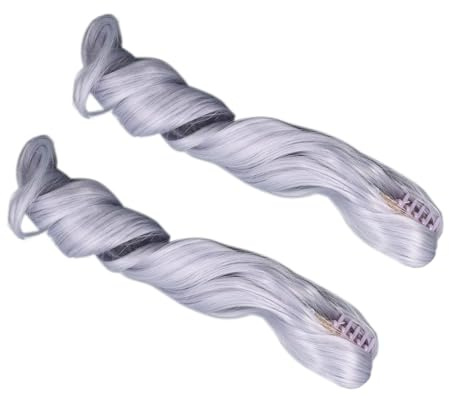 Muñecas de Seda Suave Pelucas para el Cabello, Trama de Cabello de Muñeca Rizada Romana, Postal de Multifuncional de 25 Cm con Diseño de Pinzas para el, Modificación de, Artesanía (Blue de neblina)