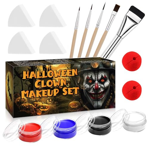 Allony Maquillaje Joker, Pintura Cara Halloween, Joker Kit Maquillaje Halloween, Rojo Azul Blanco Negro Maquillaje Halloween Profesional, Halloween Carnaval Maquillaje Props Cosplay