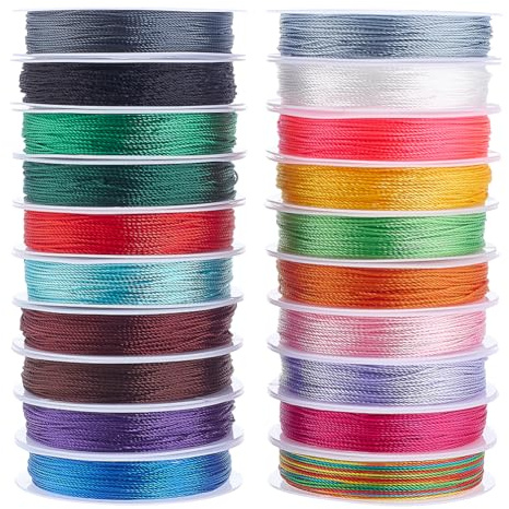 PH PandaHall 200 m 20 färger pärlsträng kinesisk knutsnöre 0,4 mm pärltråd snöre för armband smycketråd för tofs smyckestillverkning sömnad halloween julprydnad