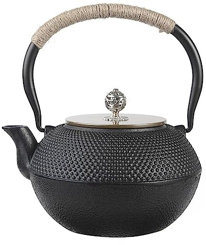 GAOJUNAN Théière et Service 40.5oz/1.2L Théière en Fonte Théière Bouilloires dans La Bouilloire Ronde De Style Japonais pour Le Restaurant De Cuisine À Domicile Thé en Vrac