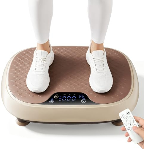 LEERCON Máquina de ejercicio con placa de vibración con 3 modos y 20 velocidades, placa vibratoria con pantalla LED, control remoto, capacidad de 330 libras, plataforma de fitness en casa para