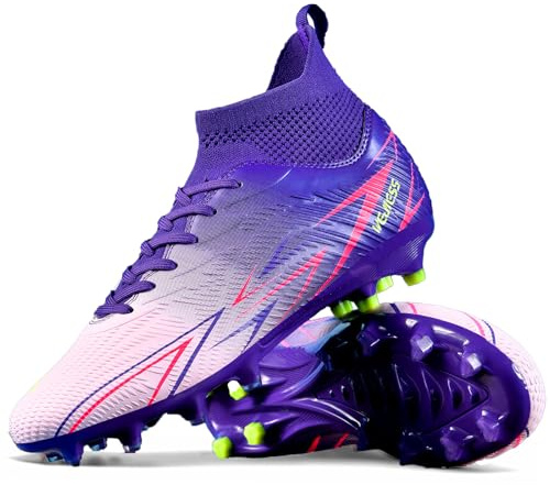 WOWEI Botas de Futbol Hombre Profesionales Zapatillas de Futbol Spike Aire Libre Atletismo Entrenamiento Calzado de Futbol Tacos Training Deporte (Violeta, 38EU)