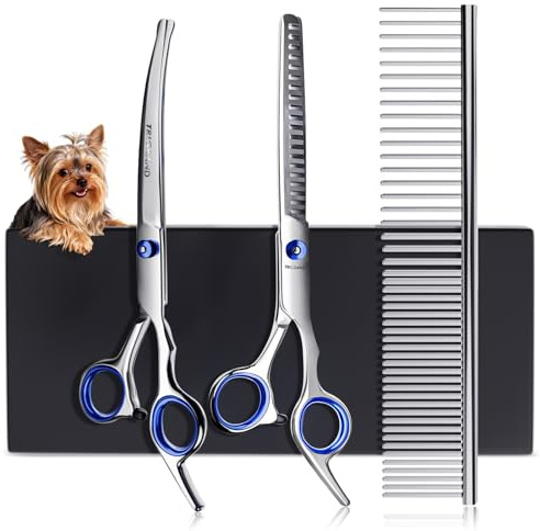 Forbici Toelettatura Cani, Acciaio Antiruggine, Punte Arrotondate Sicure, Rivestimento In Titanio, Tosatrice Professionale Per Cani Per Rifinire Muso, Zampe E Coda, Blu