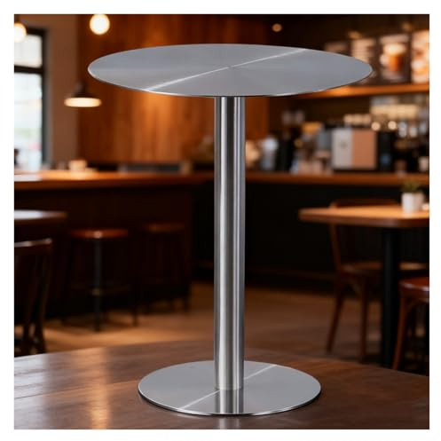 Modernt runt barbord rostfritt stål topp och stabil bas perfekt för pub kafé cocktail kommersiell middagsbutik inomhus/utomhus 40 x 74 cm