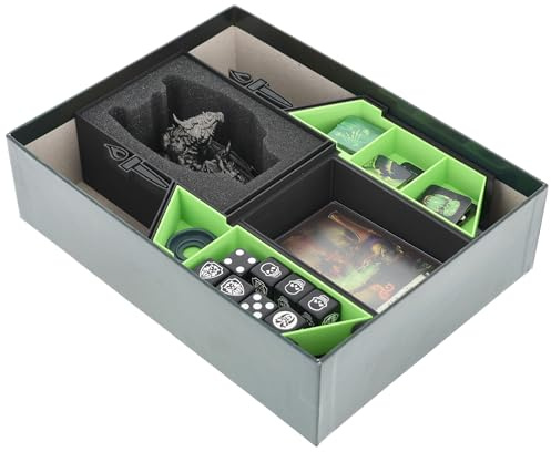 Feldherr Organizer compatible with HeroQuest (2021): The Crypt of Perpetual Darkness - Insert for board game box - Card holder for sleeves - Foam protection for dragon figure