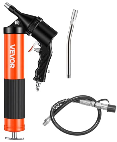 VEVOR Pistolet à Graisse Pneumatique 413 bar Pistolet Graisseur à Une Main Capacité 0,4 L pour Machines Automobiles Agricoles Industrielles, Tuyau Flexible 45,7 cm Tube Extension Rigide 2 Buses Plates