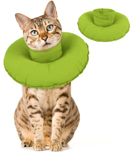 Halskedja katt läckageskydd, justerbar krage efter Op läckageskydd katt Elizabeth läckageskyddskrage justerbar halskedja vacker krage sår på halsen (grön, M)