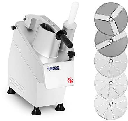 Royal Catering RCGS 55 Gemüseschneider Multischneider Universal-Zerkleinerer (elektrisch, Scheiben-Ø 205mm, 550W, 270 U/min, Aluminium, inkl. 5 Schneidscheiben)