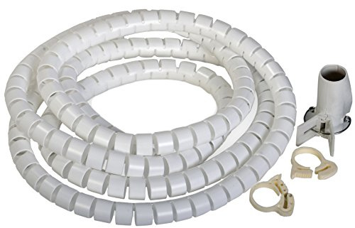 Alkan Kabelspirale weiß Bündelbereich Ø 25 mm 2,5 m mit Einziehhilfe | Weiße flexible Kabelspirale mit Einziehhilfe, Bündelbereich Ø 25 mm, 2,5 m Länge, für Kabelordnung