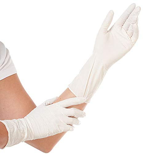 FRANZ MENSCH Top-Nitrilhandschuhe, Premium-Nitril-Einweghandschuhe, Untersuchungs-Handschuh, Einweg-Schutzhandschuhe, lang, puderfrei, sehr elastisch, weiß, Größe:S
