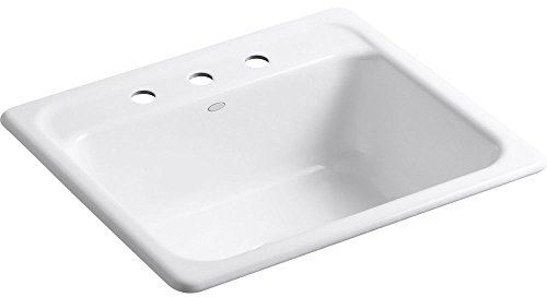 KOHLER K-5964-3-0 Mayfield Self-Rimming Kitchen Sink, White