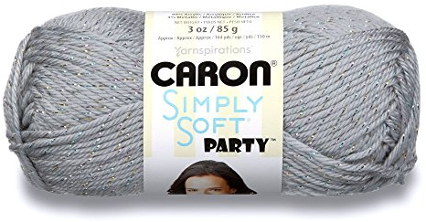 Caron Simply Soft Party Yarn, 3 oz, Medium Worsted 4 Gauge, - Silver - For Crochet, Knitting & Crafting