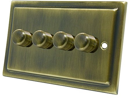 AET VAB4GDIM40 400 W 10 A 4 Gang 2 Way Victorian Antique Brass Light Dimmer Switch