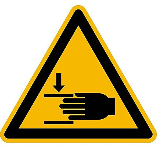 LEMAX® Aufkleber Warnschild, Warnung vor Handverletzungen W024 DIN EN ISO 7010 Folie selbstklebend gelb/schwarz 25mm 21 Stk.