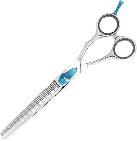 Masterclip 6.5” Square Edged Thinning Scissors – Professional High Grade Stainless Steel Easy Grip Dog Grooming Scissors – Suitable for Thinning the Coat to Leave a Natural Finish (Right Handed)