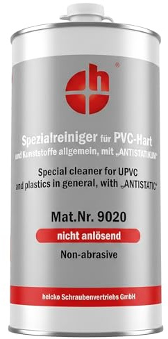 heicko PVC Spezialreiniger nicht anlösend 1 L|Antistatischer Profilreiniger | - für Fensterrahmen, Türen & Kunststoff – Entfernt Klebereste, Gummispuren, PUR-Schaum & Silikon – Mit UV-Schutz