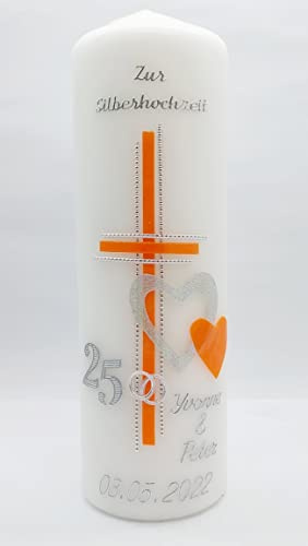 Kerze Silberhochzeit mit Namen & Datum SH-19