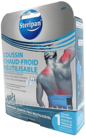 Steripan - Coussin Chaud-Froid Réutilisable - Aide à Réduire la Douleur - Usage Facile - Housse de Protection + Système de Fixation - 26cm x 13cm