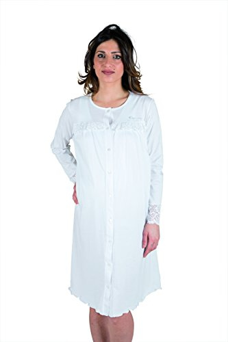 Premamy - Camicia Clinica per Premaman, Modello Aperto Davanti, Cotone Jersey, Pre-Post Parto - Bianco - VII (XXL)
