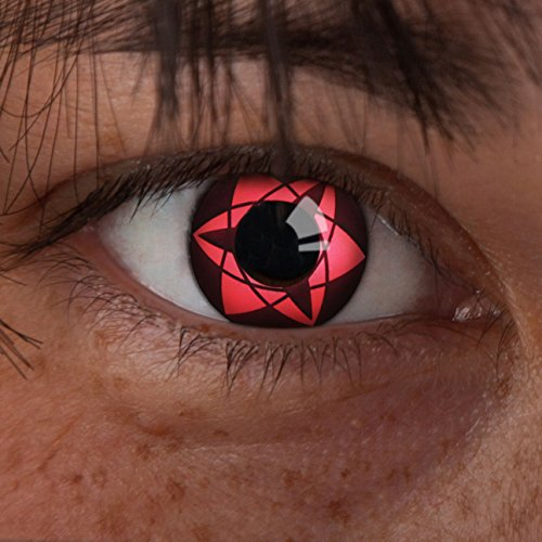 aricona Kontaktlinsen - Sharingan Kontaktlinsen Sharingan Star - Farbige Kontaktlinsen ohne Stärke für Cosplay, Karneval, Fasching, Motto-Partys und Halloween Kostüme, 2 Stück