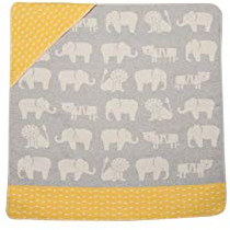 David Fussenegger Babydecke hellgrau mit Tier Motiv aus Baumwolle 80x80 cm flauschig weich mit Kapuze