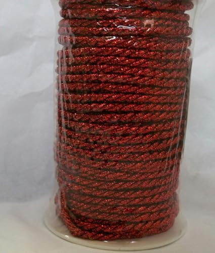 Cordoncino corda cordino cordone lurex 3 capi diametro 3,5 mm rotolo da 25 metri | rosso