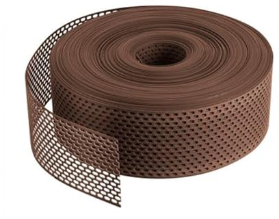 Fassadenprofile Traufgitter 60m x 50mm, 2 Rollen Braun Traufgitter aus PVC, Ovallochung, Lüftungsband für optimale Fassaden- und Dachbelüftung