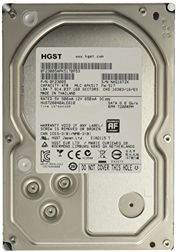 HGST Ultrastar 7 K6000 4TB HDD 7200rpm sata 128 MB de caché 24 x 7 6 GB/s 8,9 cm 3,5 Pulgadas Interno hus726040ale610