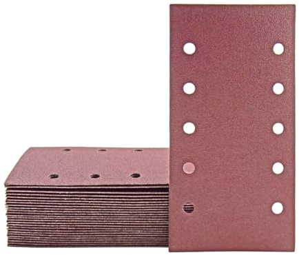 MioTools Fox Schleifblätter 230 x 115 mm, 10-Loch (50 Stk.) K80 | f. Schwingschleifer, Normalkorund, Klettbefestigung