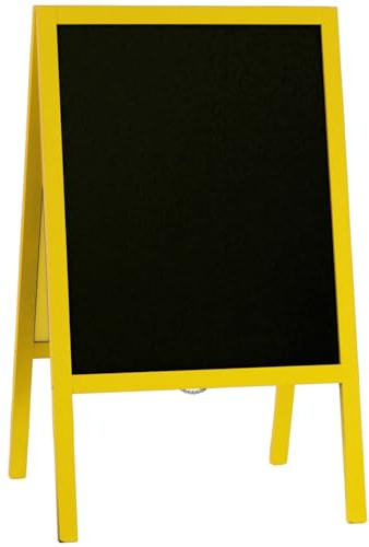Gelber Straßenaufsteller 100 x 60 cm Kreidetafel Kundenstopper beidseitig Holz