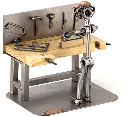 Steelman24 Schraubenmännchen Tischler | Made in Germany,Handarbeit,Geschenkidee,Stahlfigur,Metallfigur,Metallmännchen