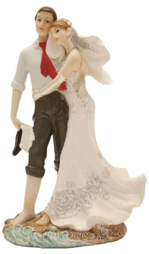 Cake Company Cake Topper Brautpaar Barfuss am Strand I Hochzeit Tortendekoration für besondere Momente I Tortenfigur aus hochwertigem Material