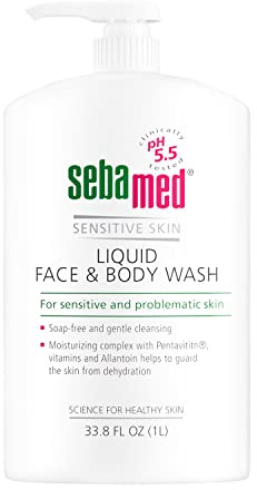 SEBAMED Sensitive Skin Face and Body Wash for Women and Men, pH 5.5, Mild Gentle Hydrating Cleanser, Hypoallergenic Body Wash, Dermatologist Recommended, 33.8 Fluid Ounces (1 Liter)