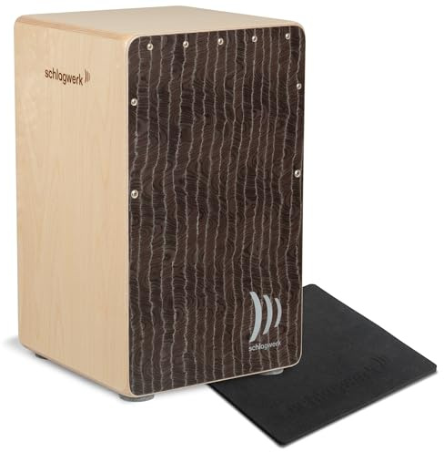 Schlagwerk CP580 Cajon Super Agile Silver Lining - individuell und stufenlos einstellbare Snare Technologie - fetter Bass, brilliante Snare, kraftvolle Slaps - inklusive Sitzkissen - Made in Germany