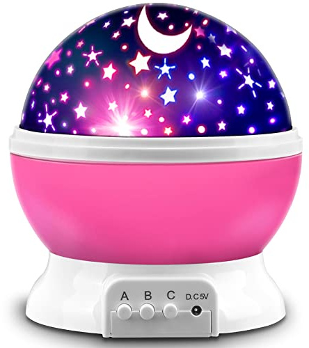 MOKOQI Star Projector Night Lights for Kids - Fun Gifts for 1-4-6-14 Year Old Girls Night Light Projector Rotating Star Sky Moon Light Projector for Kids Bedroom Decor -Pink
