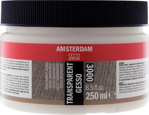 Amsterdam Primer - Transparentes Gesso 3000 Glas - 250 ml - Grundierung für Acryl- und Ölfarben - Perfekte Basis für Wandbilder, Leinwand, Holz & mehr