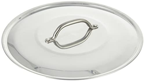 Pentole Agnelli Alluminio 2 mm Coperchio Tondo con Ponticello senza Orlo, Lucido, Argento, 30 cm
