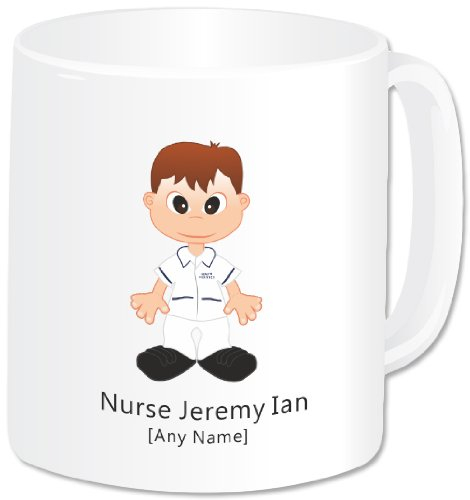 Personalised Nurse Male Jumbo Giant 20oz Mug (White Top/Trousers, Navy Trim) - (A GoPersonalised Design)