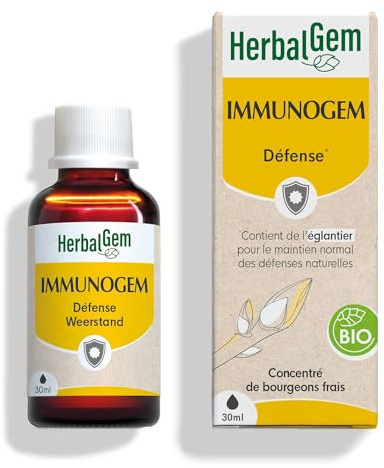 HerbalGem Immunogem Bio Complexe Gemmothérapie 30 ml | Rosier sauvage, cassis et sapin pectiné pour soutenir les défenses naturelles. Toute la famille.