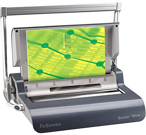 Fellowes Drahtbindegerät Quasar Wire, stanzt 15 Blatt, bindet 130 Blatt mit Drahtbinderücken 3:1, inkl. gratis Starterset für 20 Bindungen