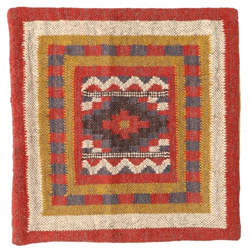 GURU SHOP Handgewebte Kelim Kissenhülle aus Jute und Baumwolle, 50 * 50 cm | Ethno-Stil, ideal für Sofa und Bett, handgefertigt, Farben und Muster variieren