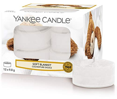 YANKEE CANDLE Soft Blanket Tealight Candles, Tea Light (x12), White