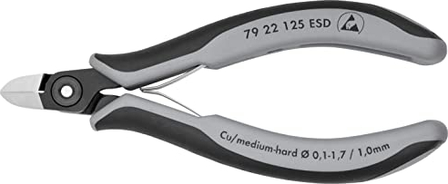 KNIPEX Präzisions-Elektronik-Seitenschneider ESDmit Mehrkomponenten-Hüllen 125 mm, 79 22 125 ESD